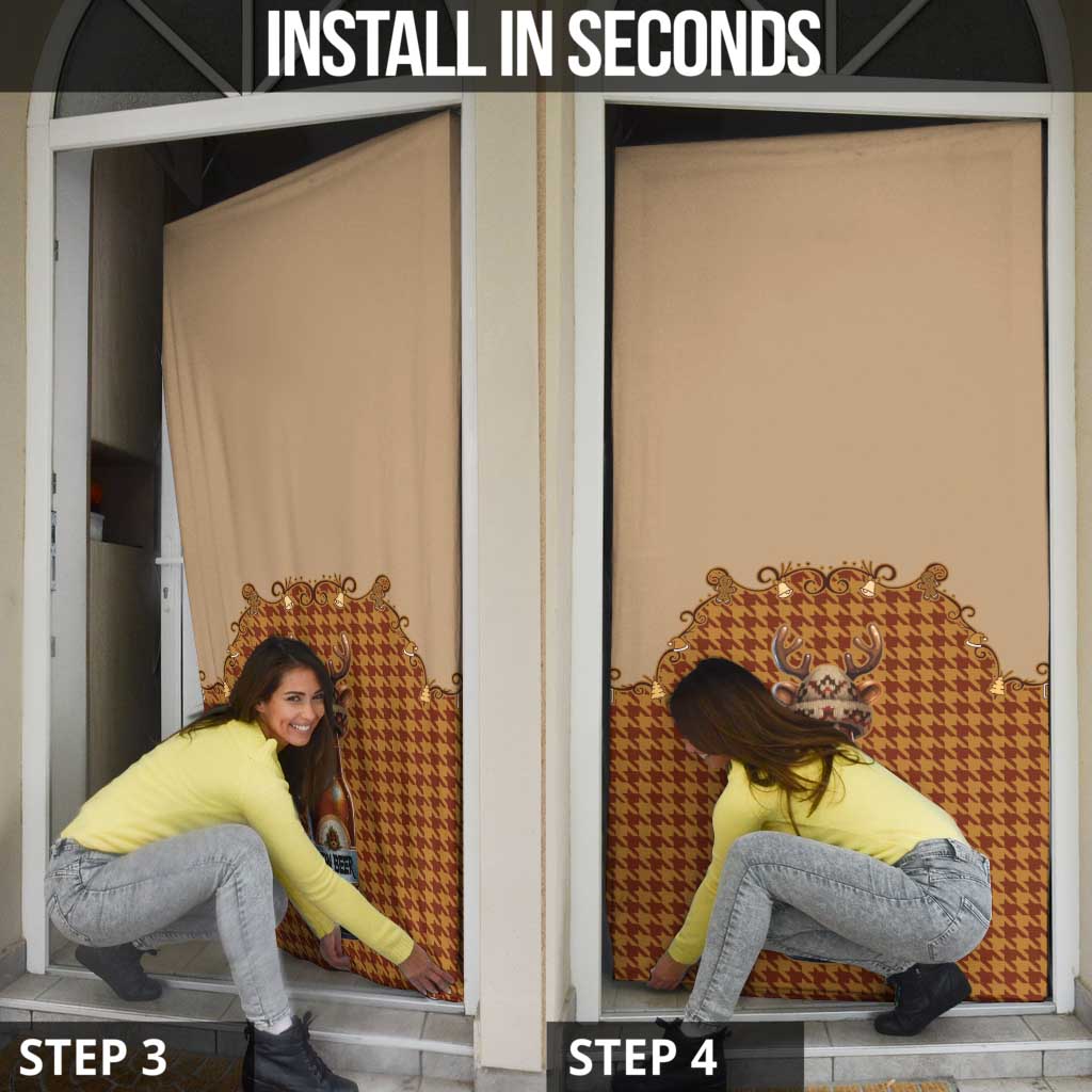 Western Yoke Door Cover Rein Beer Christmas Houndstooth Patterns - Wonder Print Shop