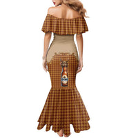 Western Yoke Family Matching Mermaid Dress and Hawaiian Shirt Rein Beer Christmas Houndstooth Patterns - Wonder Print Shop
