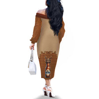Western Yoke Family Matching Off The Shoulder Long Sleeve Dress and Hawaiian Shirt Rein Beer Christmas Houndstooth Patterns - Wonder Print Shop