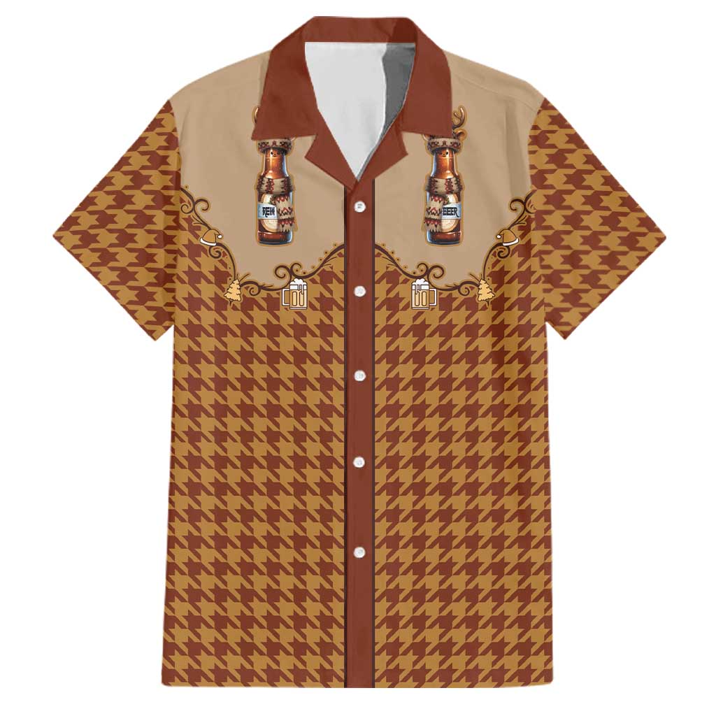 Western Yoke Family Matching Off Shoulder Maxi Dress and Hawaiian Shirt Rein Beer Christmas Houndstooth Patterns - Wonder Print Shop