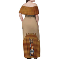 Western Yoke Family Matching Off Shoulder Maxi Dress and Hawaiian Shirt Rein Beer Christmas Houndstooth Patterns - Wonder Print Shop