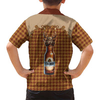 Western Yoke Family Matching Off Shoulder Short Dress and Hawaiian Shirt Rein Beer Christmas Houndstooth Patterns - Wonder Print Shop