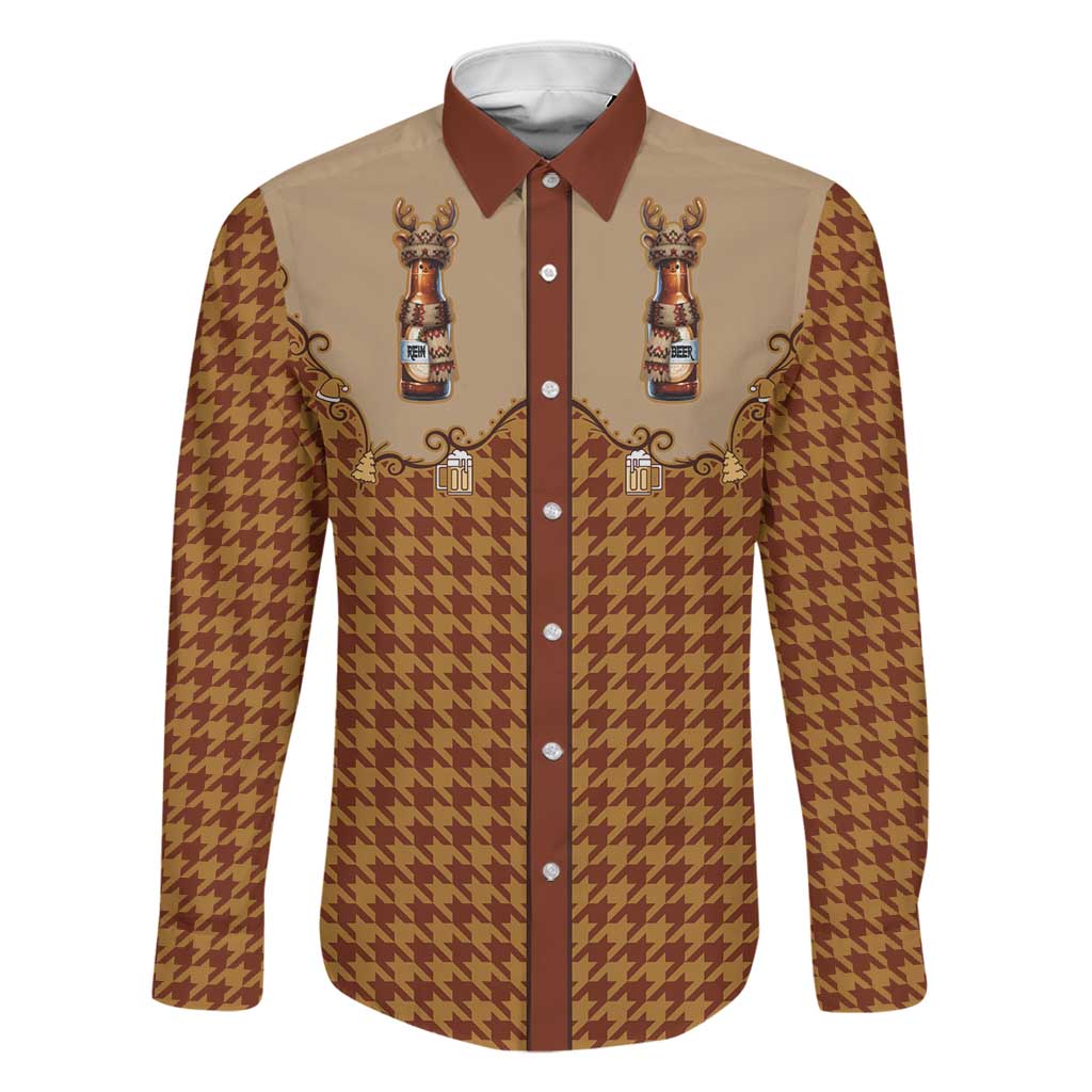 Western Yoke Family Matching Off Shoulder Short Dress and Hawaiian Shirt Rein Beer Christmas Houndstooth Patterns - Wonder Print Shop