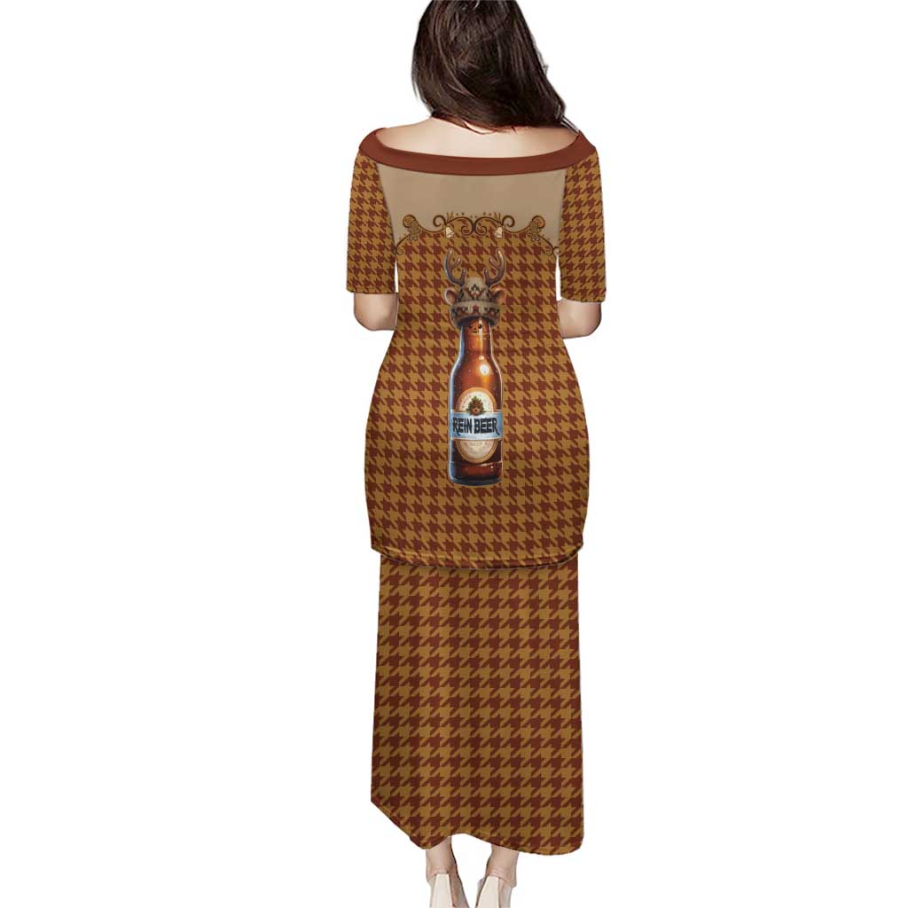 Western Yoke Family Matching Puletasi and Hawaiian Shirt Rein Beer Christmas Houndstooth Patterns - Wonder Print Shop