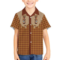 Western Yoke Family Matching Puletasi and Hawaiian Shirt Rein Beer Christmas Houndstooth Patterns - Wonder Print Shop