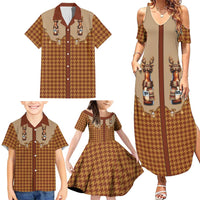 Western Yoke Family Matching Summer Maxi Dress and Hawaiian Shirt Rein Beer Christmas Houndstooth Patterns - Wonder Print Shop