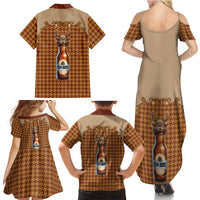 Western Yoke Family Matching Summer Maxi Dress and Hawaiian Shirt Rein Beer Christmas Houndstooth Patterns - Wonder Print Shop