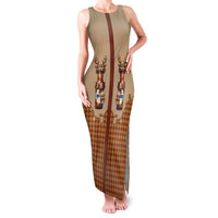 Western Yoke Family Matching Tank Maxi Dress and Hawaiian Shirt Rein Beer Christmas Houndstooth Patterns - Wonder Print Shop