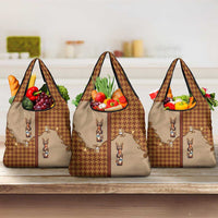 Western Yoke Grocery Bag Rein Beer Christmas Houndstooth Patterns - Wonder Print Shop