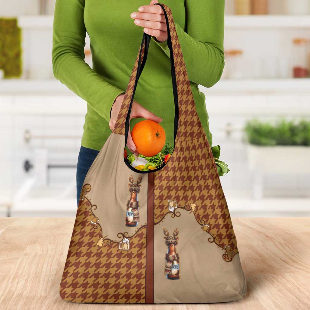 Western Yoke Grocery Bag Rein Beer Christmas Houndstooth Patterns - Wonder Print Shop