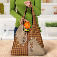 Western Yoke Grocery Bag Rein Beer Christmas Houndstooth Patterns - Wonder Print Shop