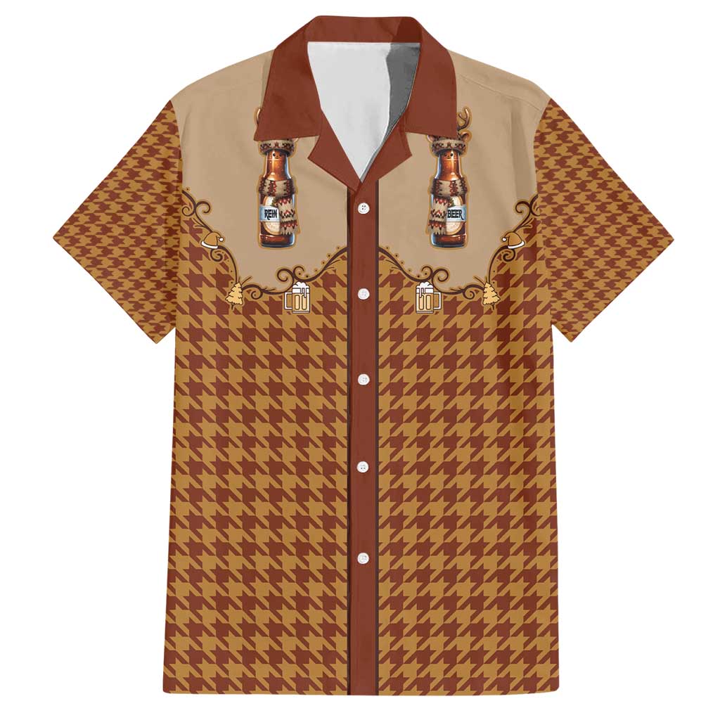 Western Yoke Hawaiian Shirt Rein Beer Christmas Houndstooth Patterns - Wonder Print Shop