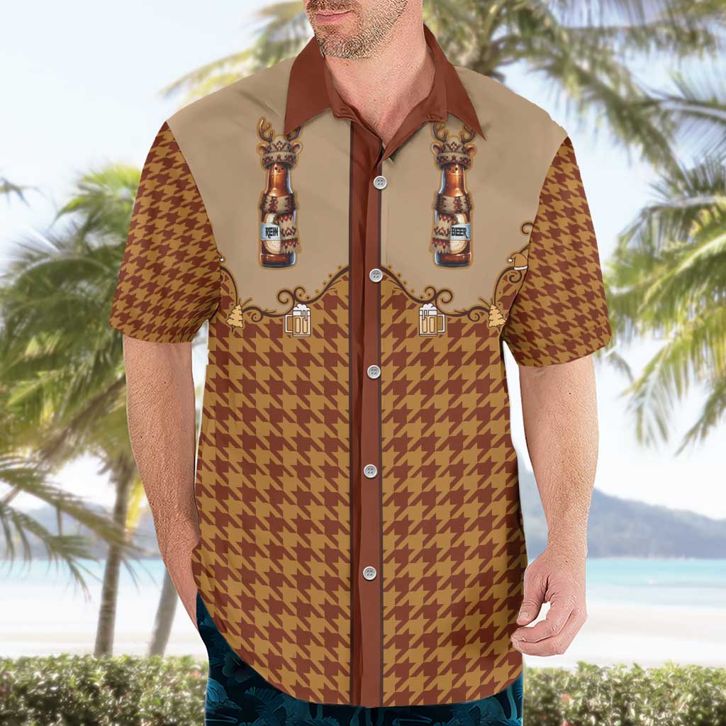 Western Yoke Hawaiian Shirt Rein Beer Christmas Houndstooth Patterns - Wonder Print Shop