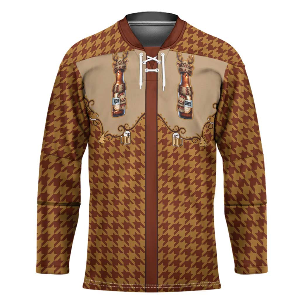 Western Yoke Hockey Jersey Rein Beer Christmas Houndstooth Patterns - Wonder Print Shop