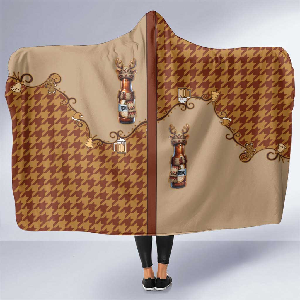 Western Yoke Hooded Blanket Rein Beer Christmas Houndstooth Patterns - Wonder Print Shop