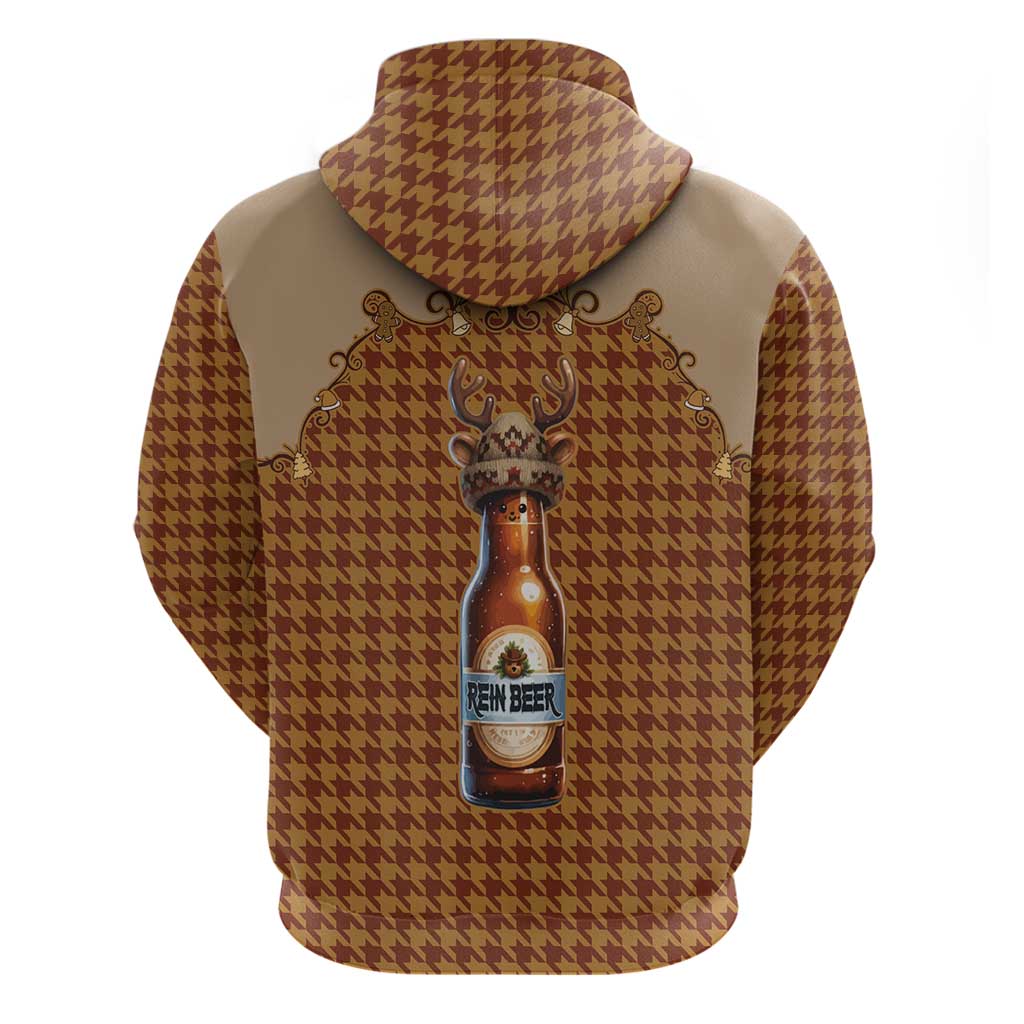 Western Yoke Hoodie Rein Beer Christmas Houndstooth Patterns - Wonder Print Shop