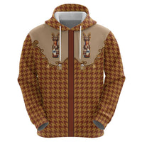 Western Yoke Hoodie Rein Beer Christmas Houndstooth Patterns - Wonder Print Shop
