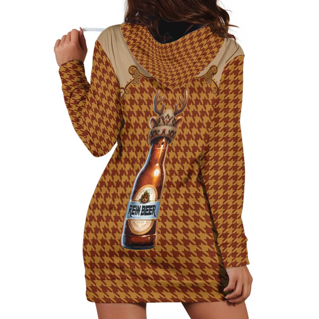 Western Yoke Hoodie Dress Rein Beer Christmas Houndstooth Patterns - Wonder Print Shop