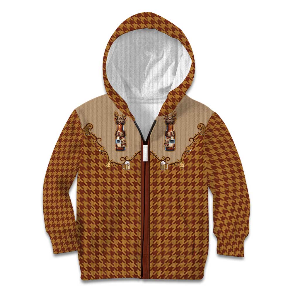 Western Yoke Kid Hoodie Rein Beer Christmas Houndstooth Patterns - Wonder Print Shop