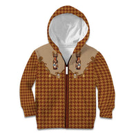 Western Yoke Kid Hoodie Rein Beer Christmas Houndstooth Patterns - Wonder Print Shop
