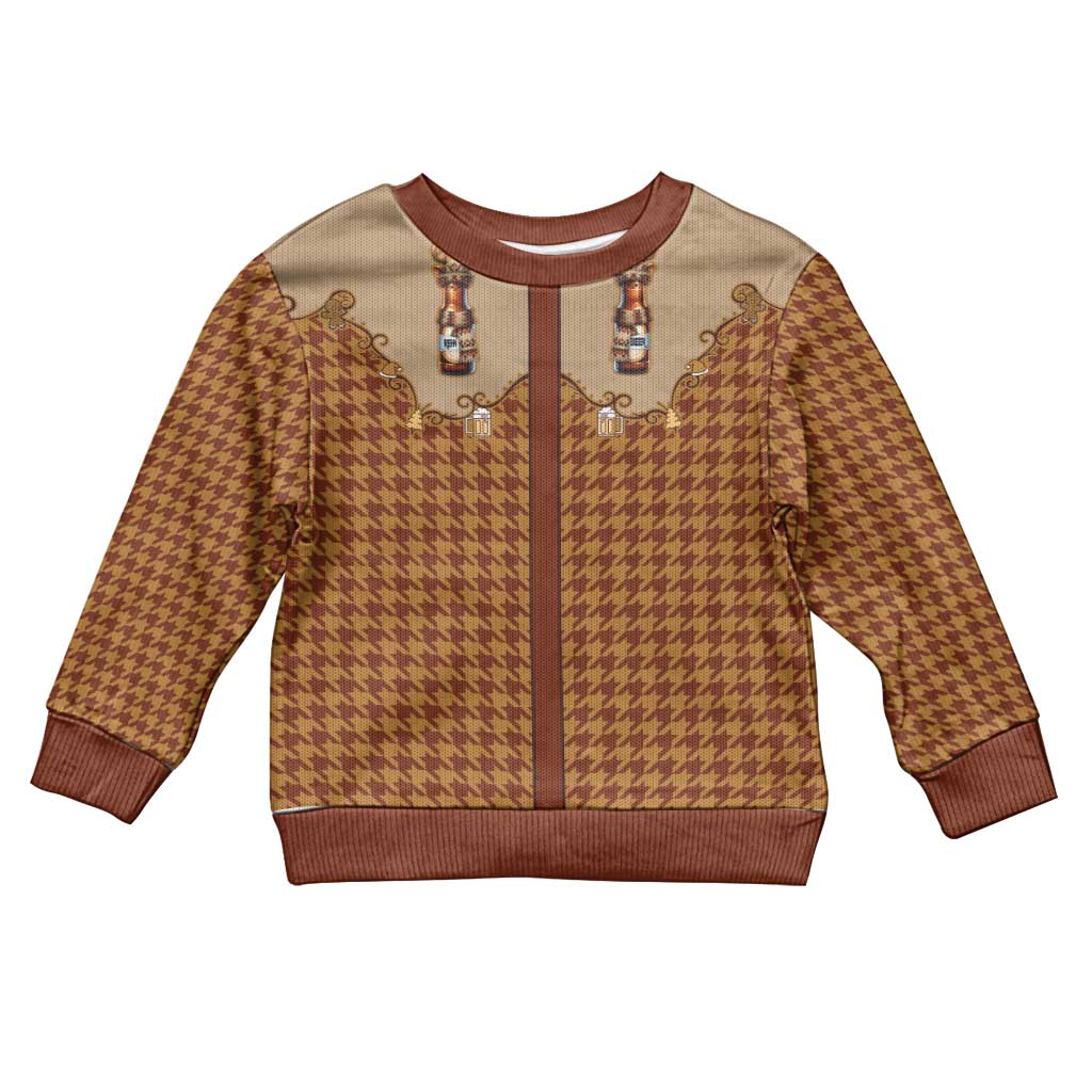 Western Yoke Kid Ugly Christmas Sweater Rein Beer Christmas Houndstooth Patterns - Wonder Print Shop
