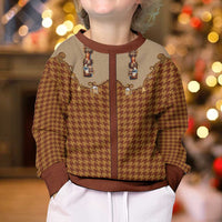 Western Yoke Kid Ugly Christmas Sweater Rein Beer Christmas Houndstooth Patterns - Wonder Print Shop