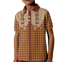Western Yoke Kid Polo Shirt Rein Beer Christmas Houndstooth Patterns - Wonder Print Shop