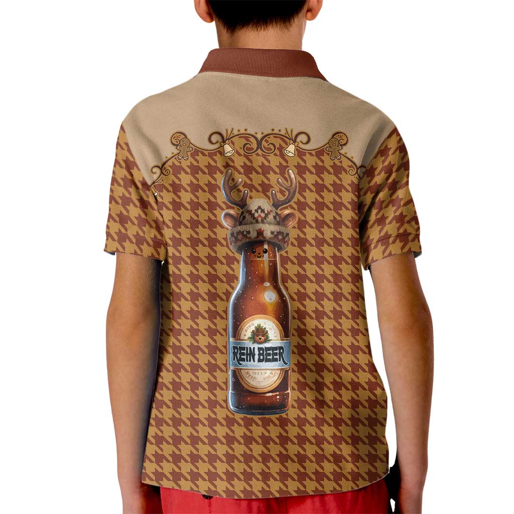Western Yoke Kid Polo Shirt Rein Beer Christmas Houndstooth Patterns - Wonder Print Shop