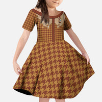 Western Yoke Kid Short Sleeve Dress Rein Beer Christmas Houndstooth Patterns - Wonder Print Shop