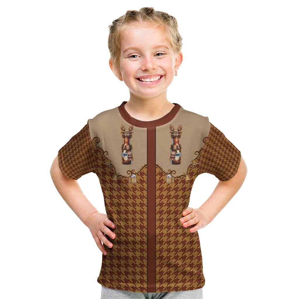 Western Yoke Kid T Shirt Rein Beer Christmas Houndstooth Patterns - Wonder Print Shop