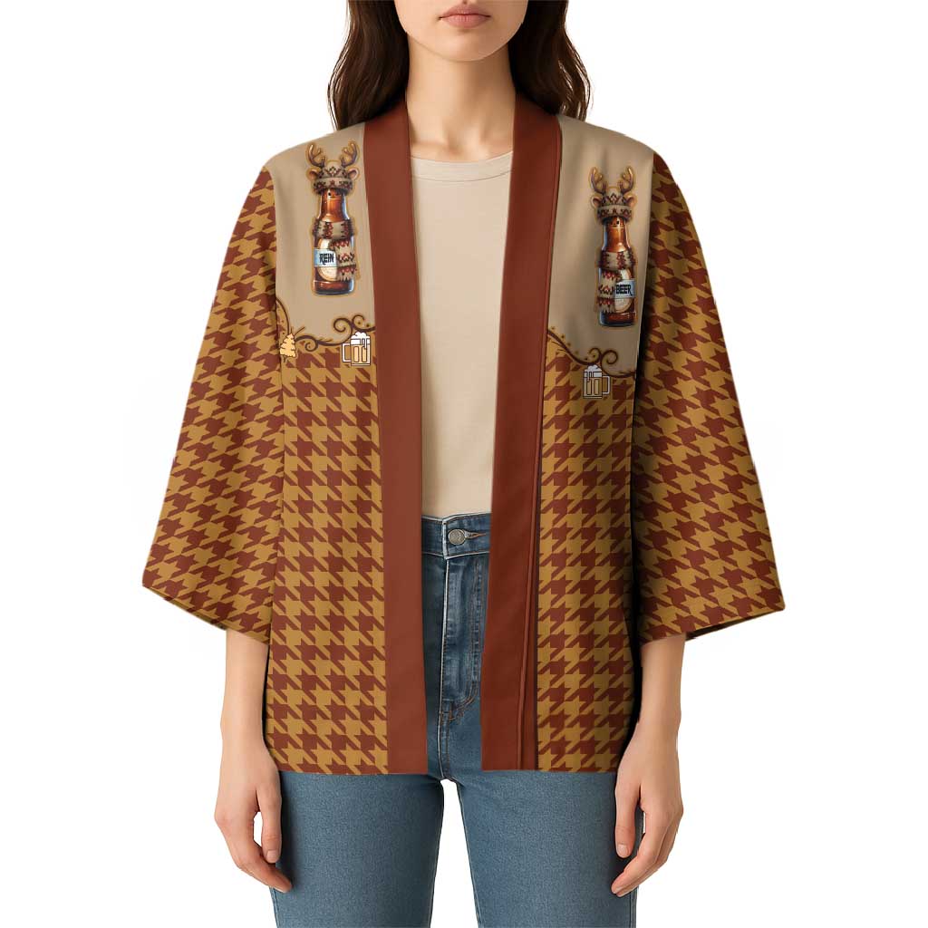 Western Yoke Kimono Rein Beer Christmas Houndstooth Patterns - Wonder Print Shop