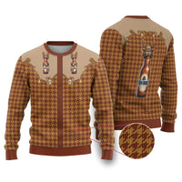 Western Yoke Ugly Christmas Sweater Rein Beer Christmas Houndstooth Patterns - Wonder Print Shop