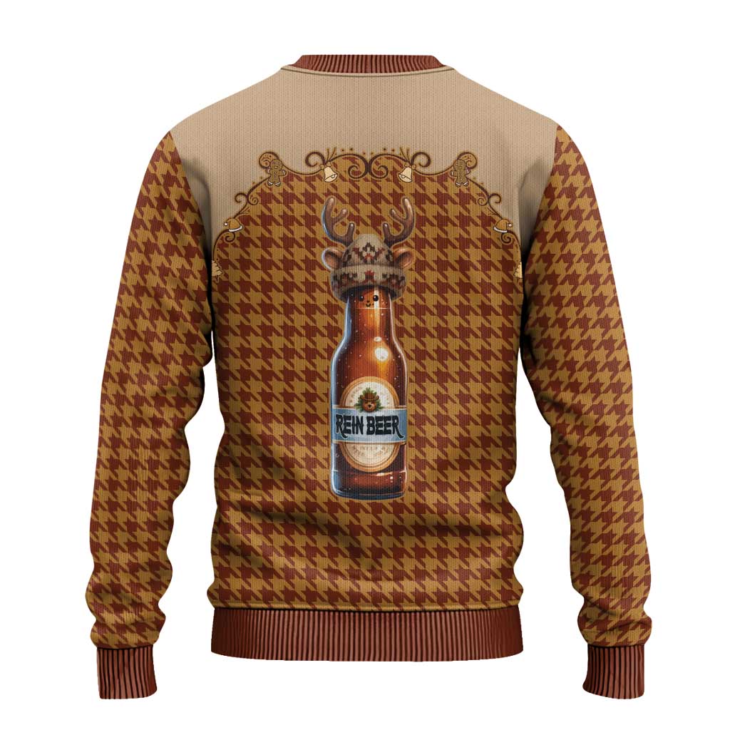 Western Yoke Ugly Christmas Sweater Rein Beer Christmas Houndstooth Patterns - Wonder Print Shop