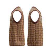 Western Yoke Christmas Knitted V-Neck Vest Rein Beer Christmas Houndstooth Patterns - Wonder Print Shop