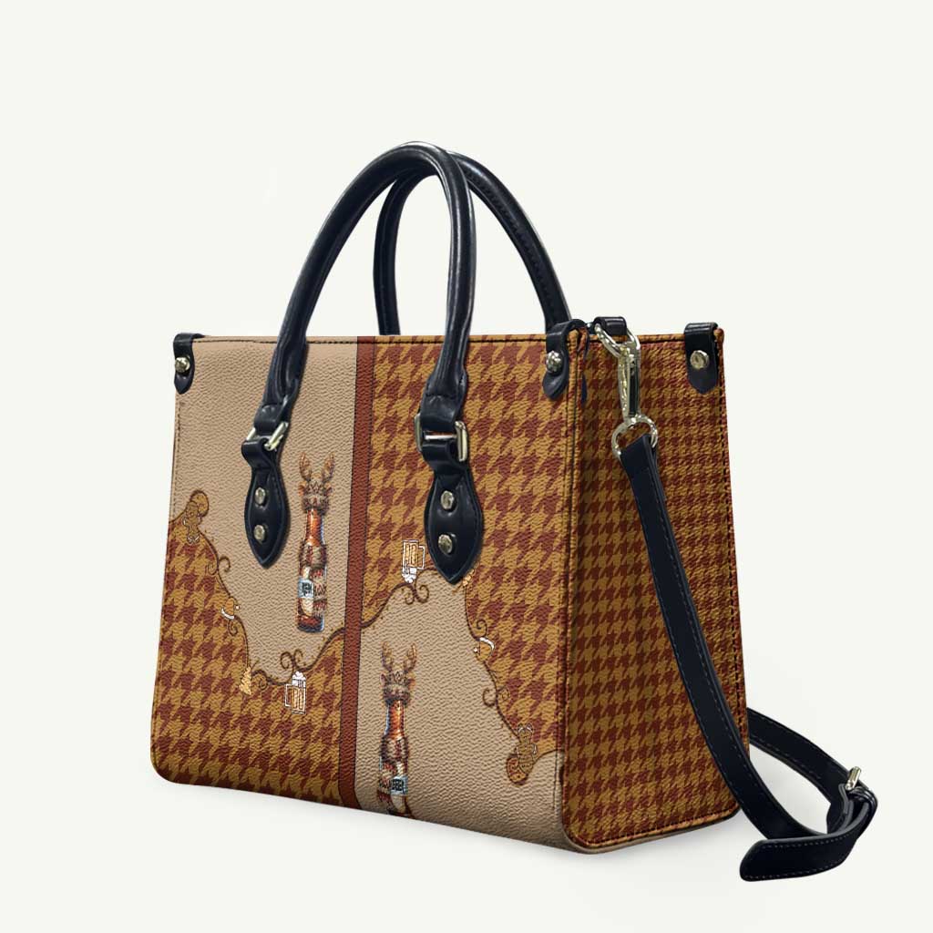 Western Yoke Leather Bag Rein Beer Christmas Houndstooth Patterns - Wonder Print Shop