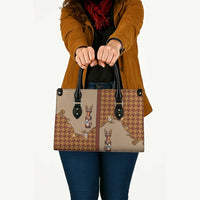 Western Yoke Leather Bag Rein Beer Christmas Houndstooth Patterns - Wonder Print Shop