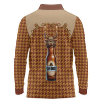 Western Yoke Long Sleeve Polo Shirt Rein Beer Christmas Houndstooth Patterns - Wonder Print Shop