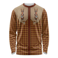 Western Yoke Long Sleeve Shirt Rein Beer Christmas Houndstooth Patterns - Wonder Print Shop