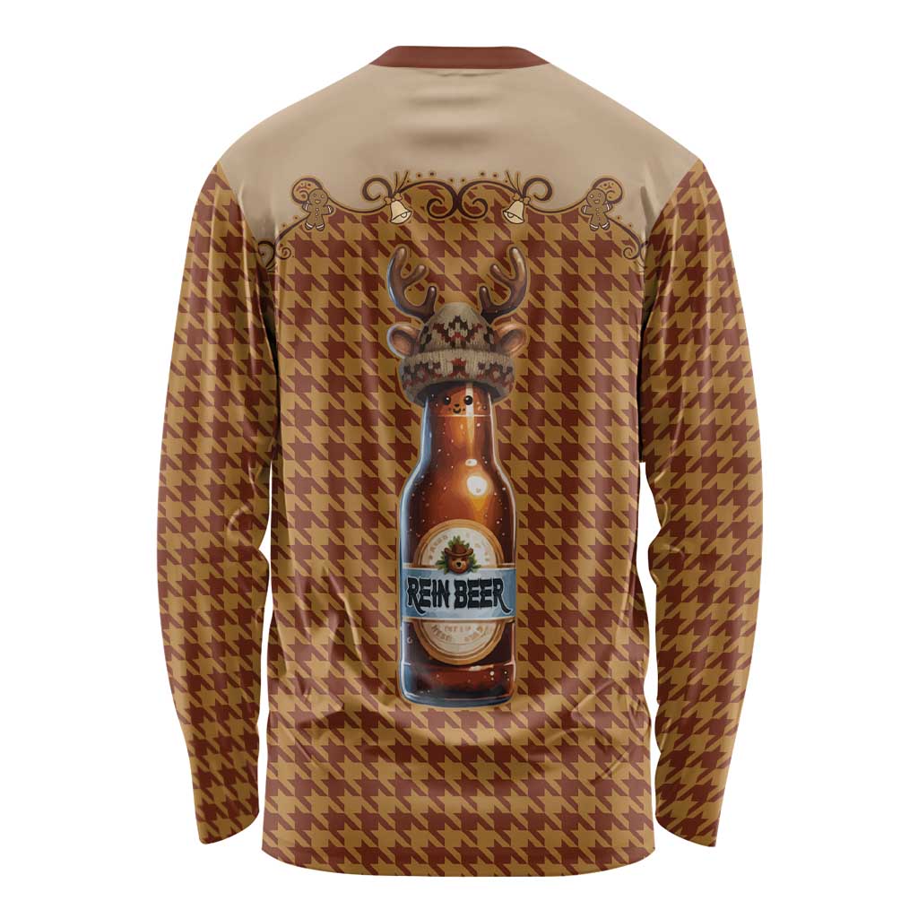 Western Yoke Long Sleeve Shirt Rein Beer Christmas Houndstooth Patterns - Wonder Print Shop