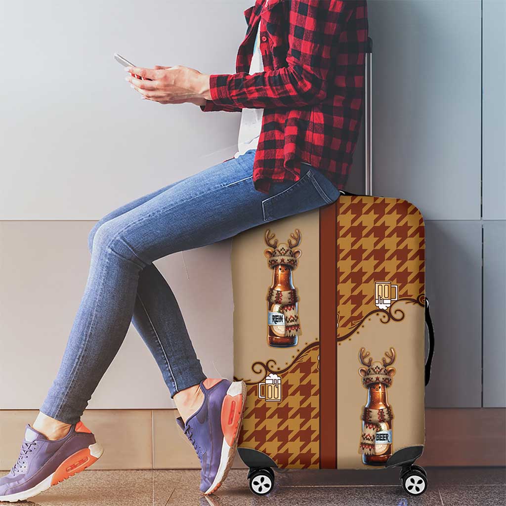 Western Yoke Luggage Cover Rein Beer Christmas Houndstooth Patterns - Wonder Print Shop