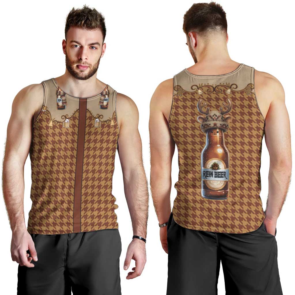 Western Yoke Men Tank Top Rein Beer Christmas Houndstooth Patterns - Wonder Print Shop