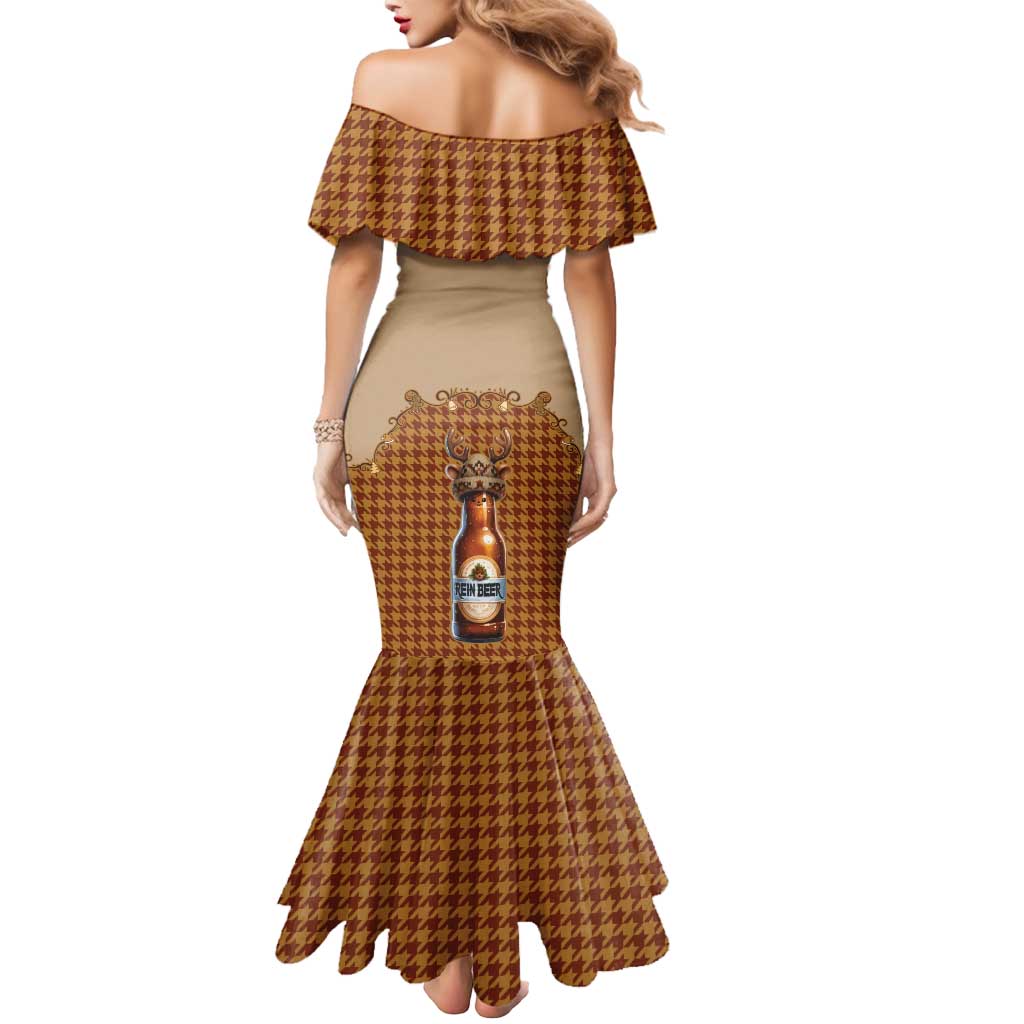 Western Yoke Mermaid Dress Rein Beer Christmas Houndstooth Patterns - Wonder Print Shop