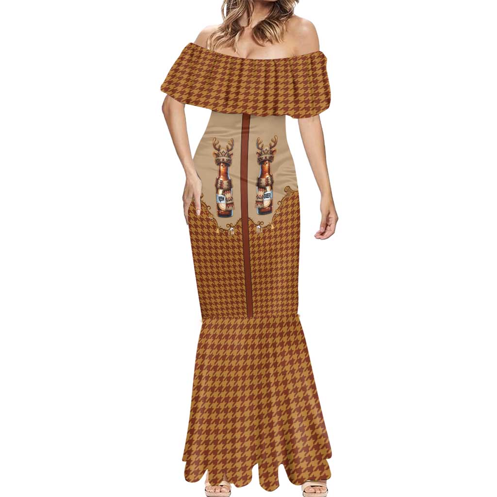 Western Yoke Mermaid Dress Rein Beer Christmas Houndstooth Patterns - Wonder Print Shop
