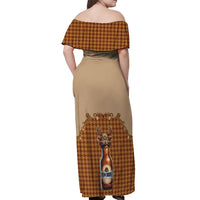 Western Yoke Off Shoulder Maxi Dress Rein Beer Christmas Houndstooth Patterns - Wonder Print Shop