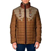 Western Yoke Padded Jacket Rein Beer Christmas Houndstooth Patterns - Wonder Print Shop