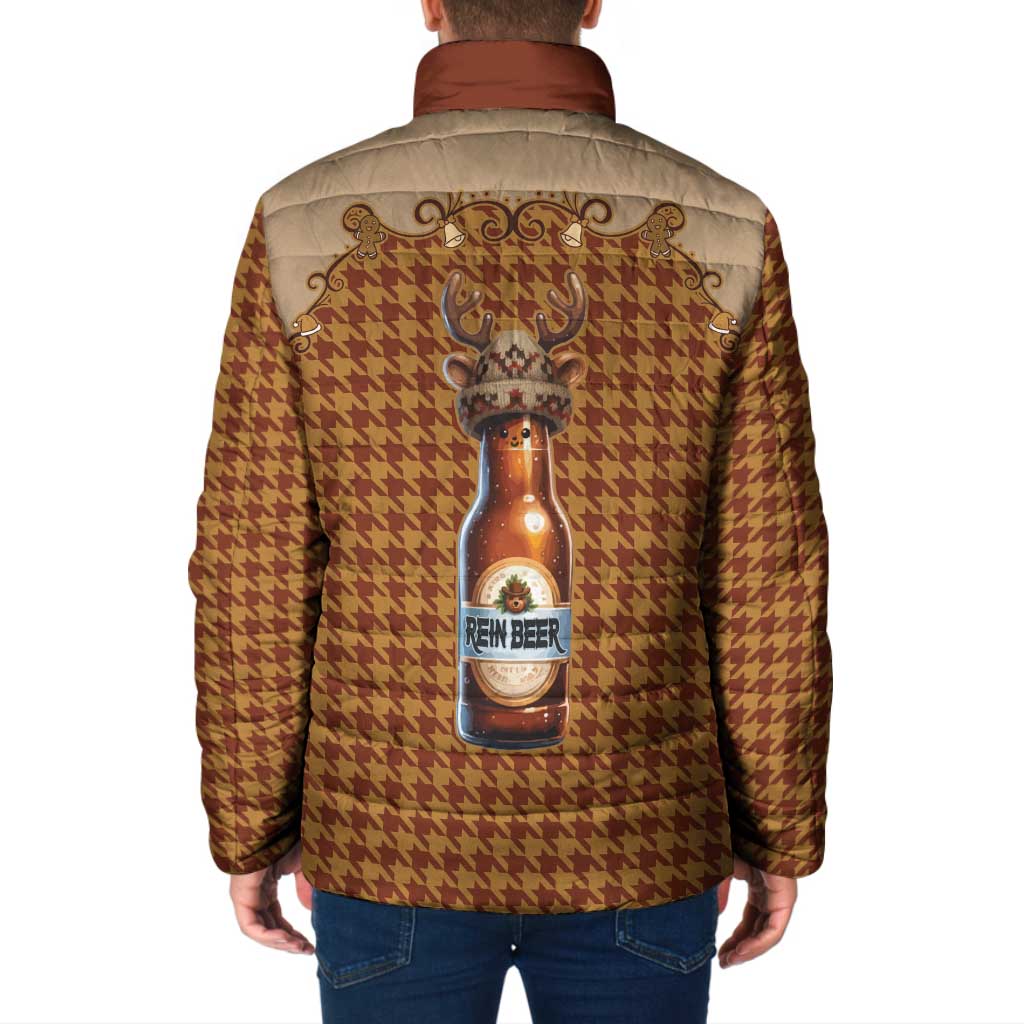 Western Yoke Padded Jacket Rein Beer Christmas Houndstooth Patterns - Wonder Print Shop
