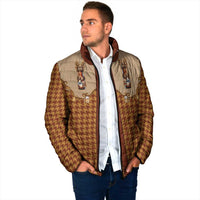 Western Yoke Padded Jacket Rein Beer Christmas Houndstooth Patterns - Wonder Print Shop