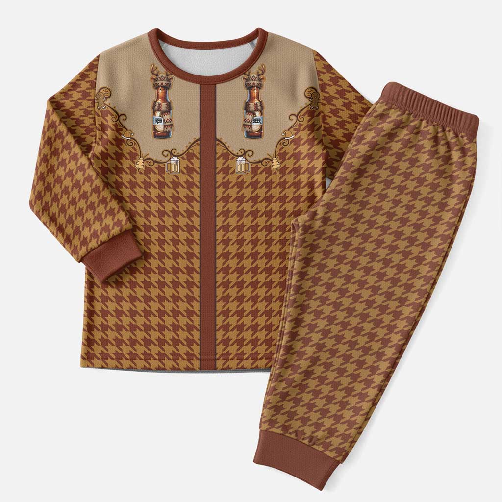 Western Yoke Christmas Pajama Set Rein Beer Christmas Houndstooth Patterns - Wonder Print Shop