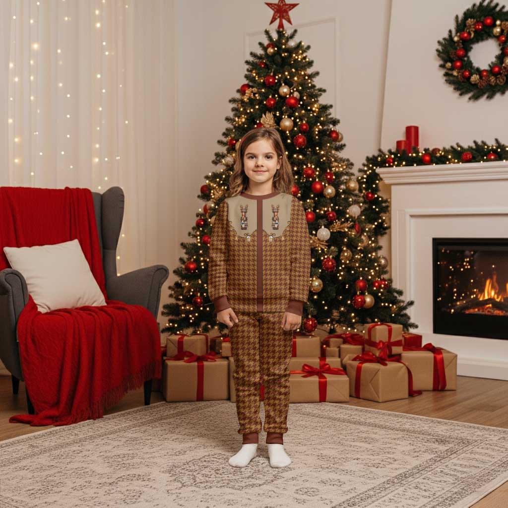 Western Yoke Christmas Pajama Set Rein Beer Christmas Houndstooth Patterns - Wonder Print Shop