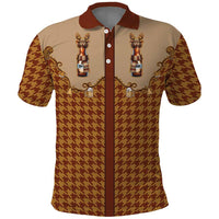 Western Yoke Polo Shirt Rein Beer Christmas Houndstooth Patterns - Wonder Print Shop